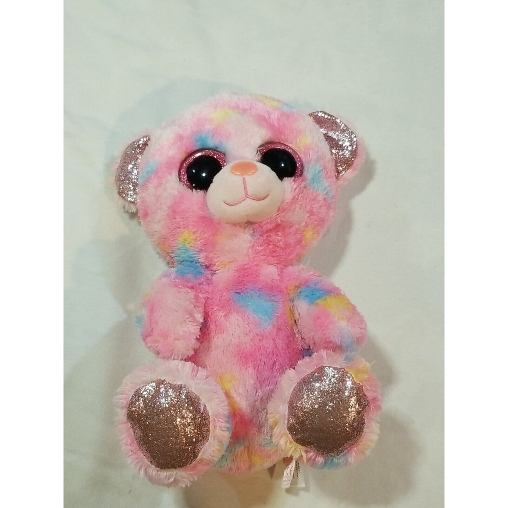 Ty Beanie Boos FRANKY Pink Bear Glitter Eyes 6" Beanbag Plush Stuffed Animal Toy